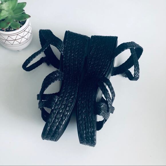 NEW A New Day 'Luisa' Women's 11 Woven Straw Wedge Sandal Black - Picture 5 of 7